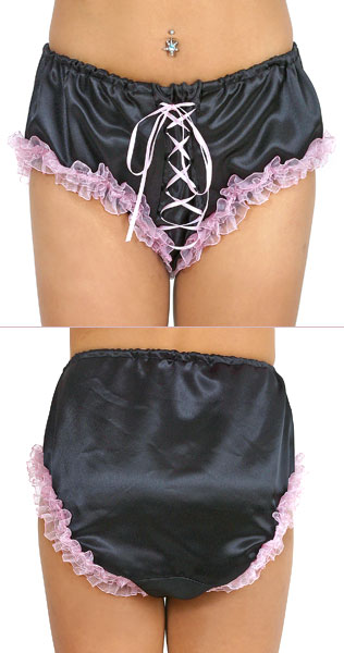 heidi black satin panties with pink lace 4
